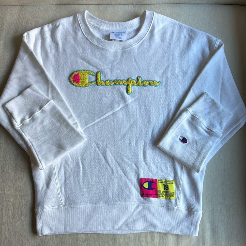 White Champion Reverse Weave Sweatshirt